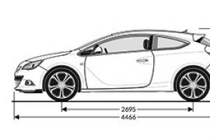 Опель Астра размеры, габариты, багажник, клиренс, дорожный просвет седан, хэтчбек, универсал Opel Astra Официальный клиренс Opel Astra H